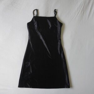 Black satin slip dress